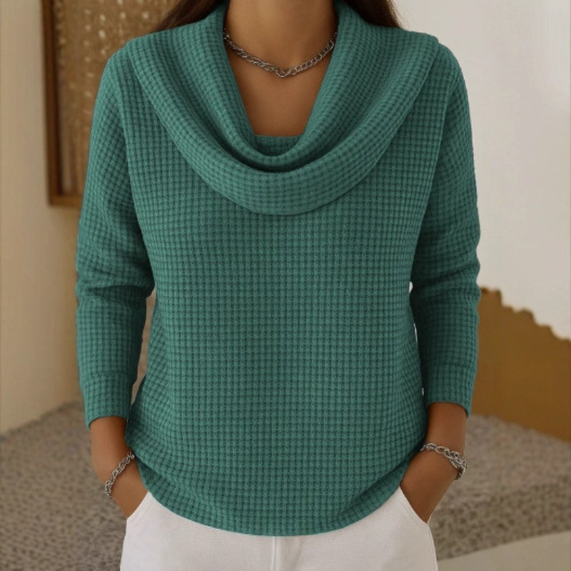 Dmber™ | Warm Waffle-Knit Sweater with an Elegant Cowl Neck
