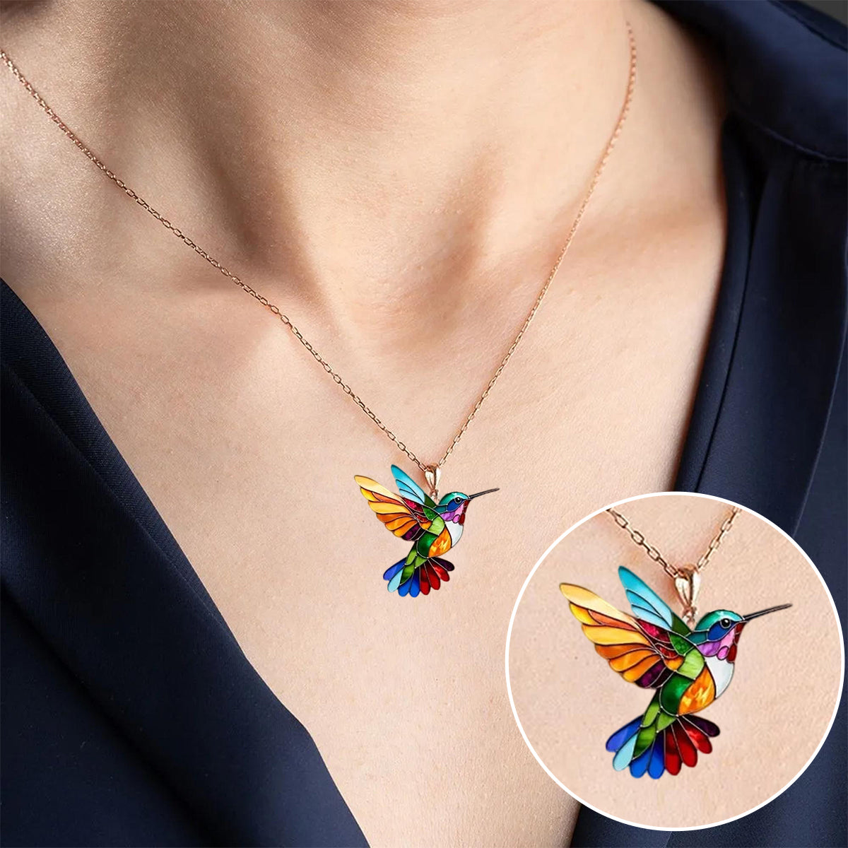 Noelle™ | Elegant & Colourful Hummingbird Necklace