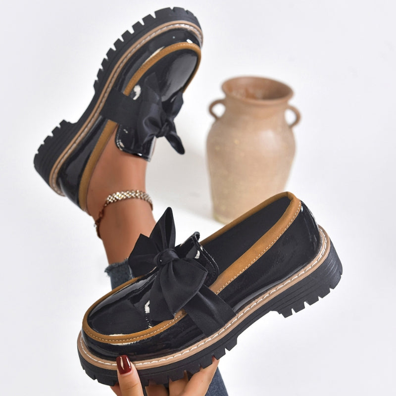 Shiny Loafers with Bow