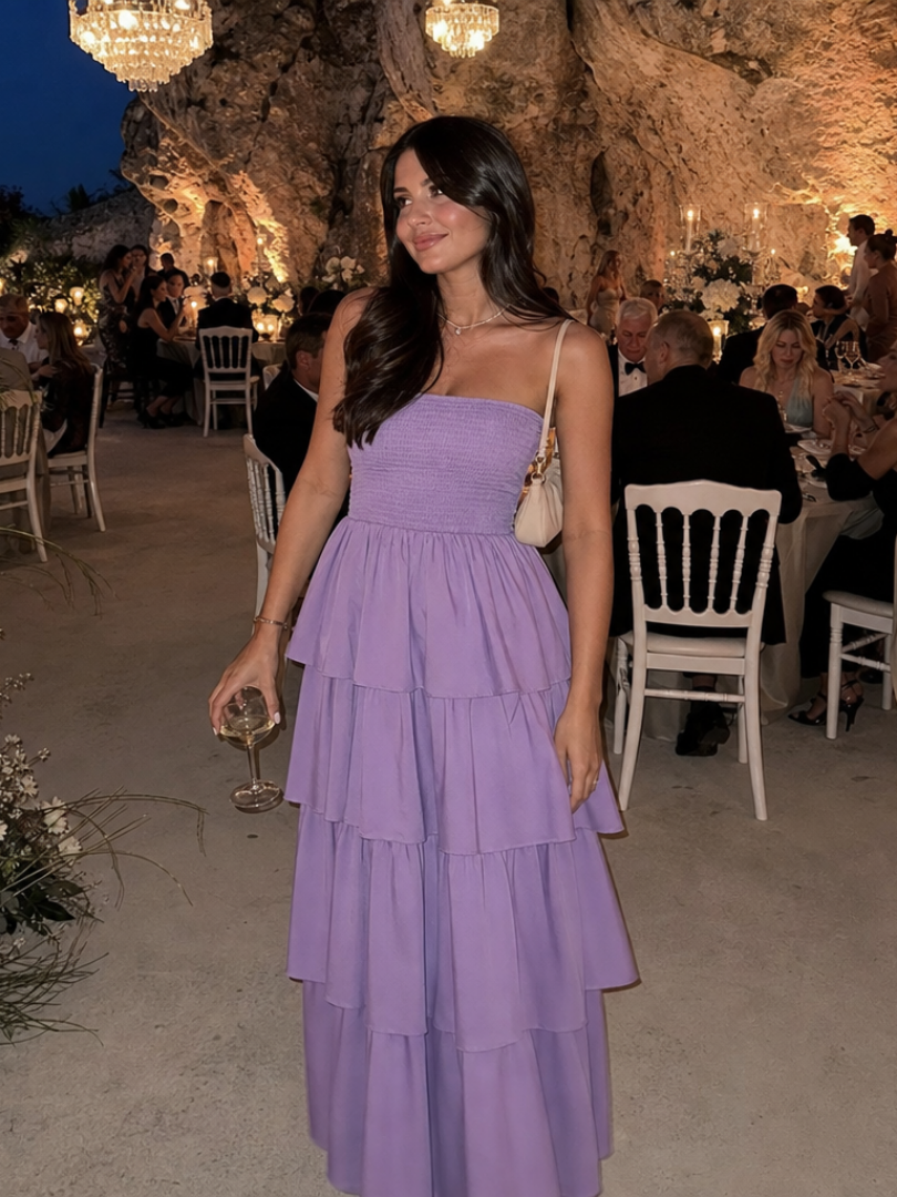 Gemma | Strapless Smocked Bodice Midi Dress