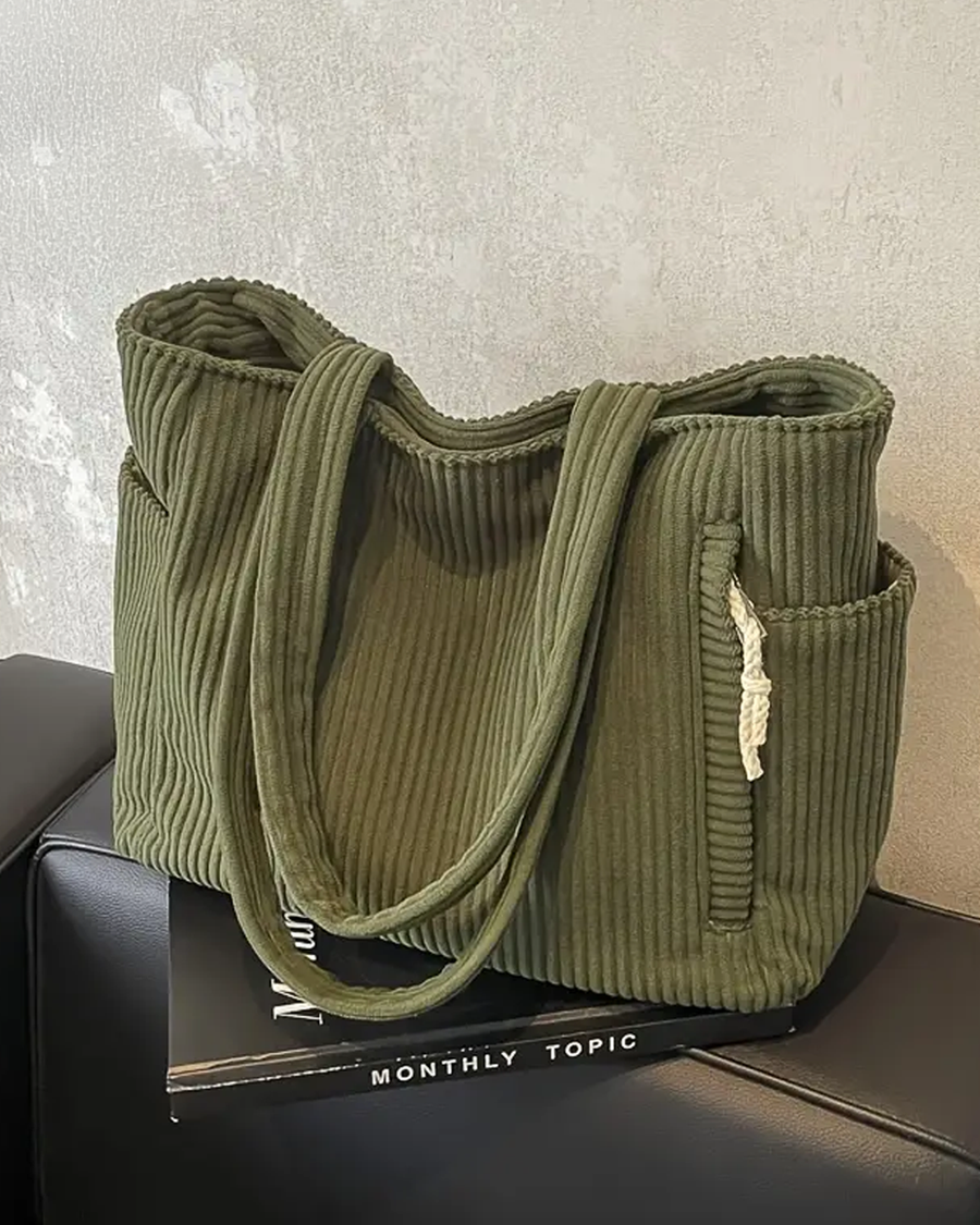 Tilda – Ribbed Tote Bag with Cord Detail