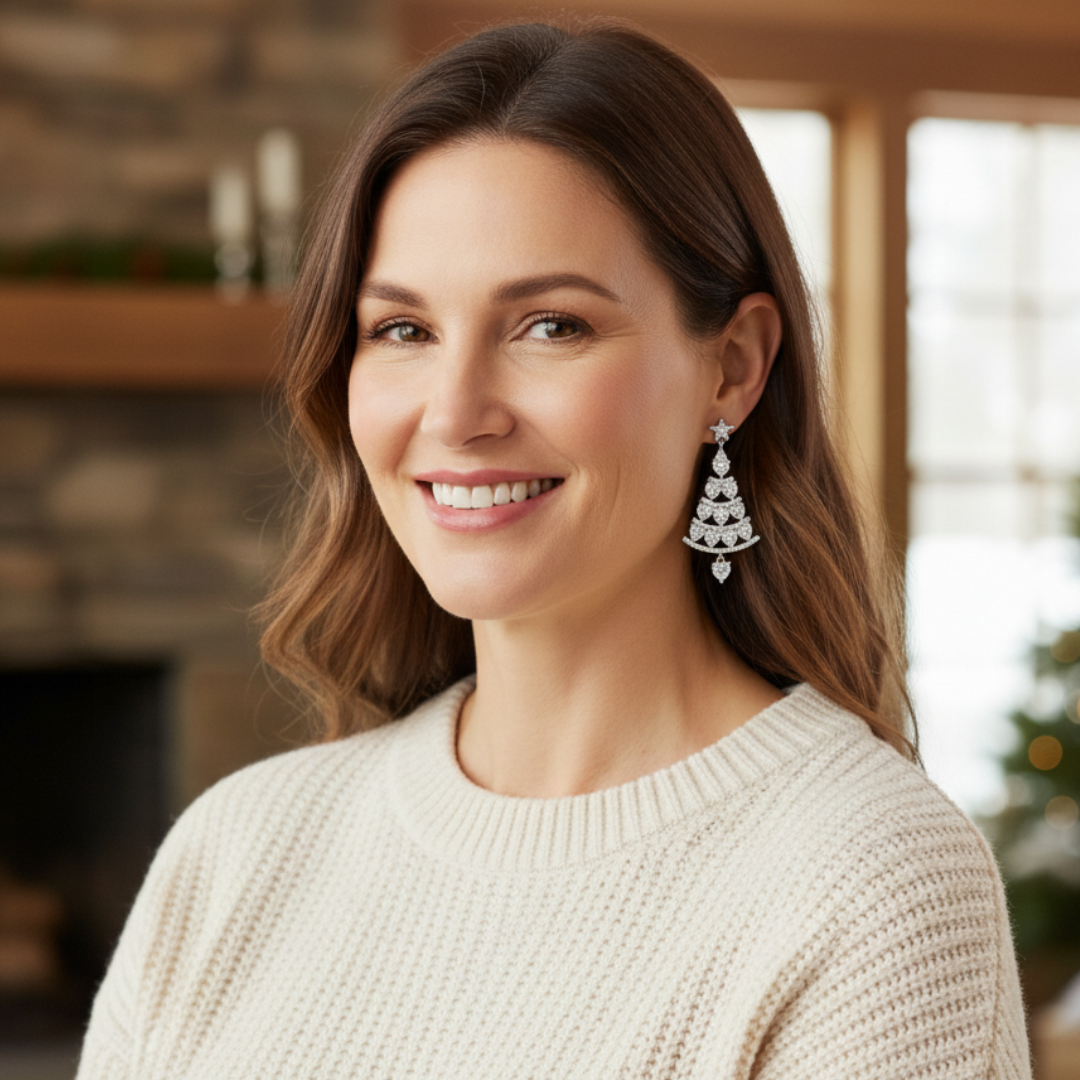 Lunarelle – Sparkling Christmas Tree Earrings, 1+1 Free