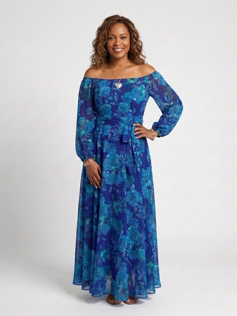 Stella & Grace™ | Off Shoulder Floral Maxi Dress