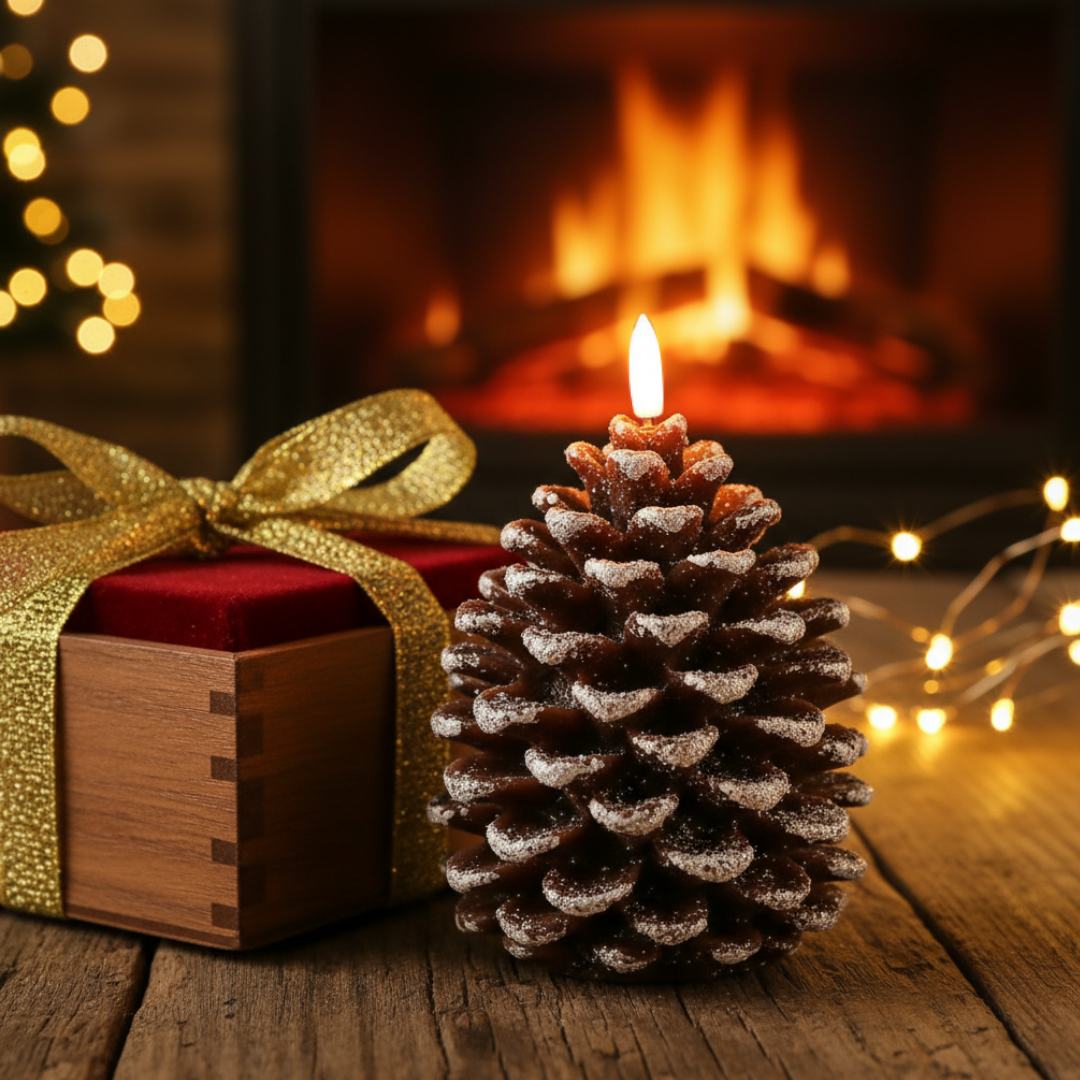 Lunapine – Flameless Pinecone Candle with Gentle Glow
