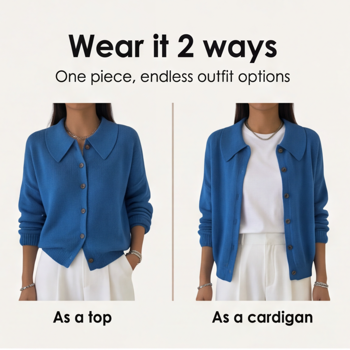 Collete – Women's Soft Knit Cardigan with Peter Pan Collar