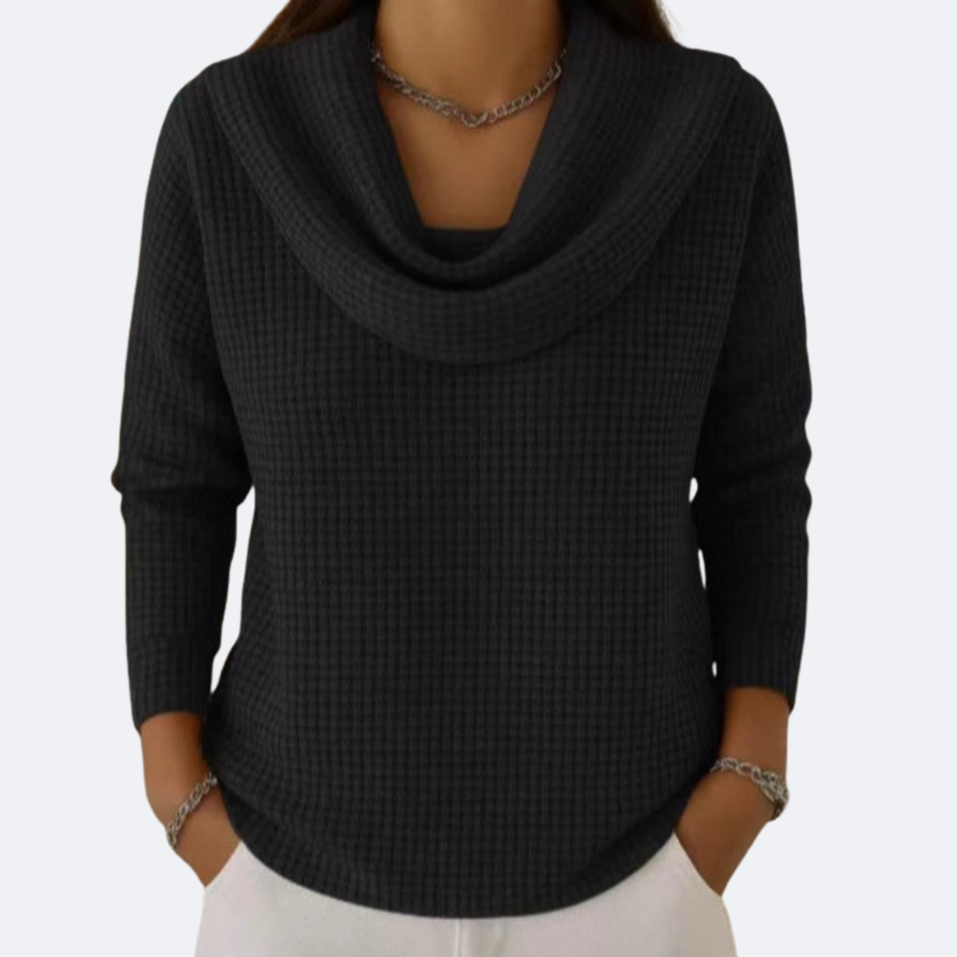 LIVIA - Soft Neck Thermal Waffle Effect Sweater