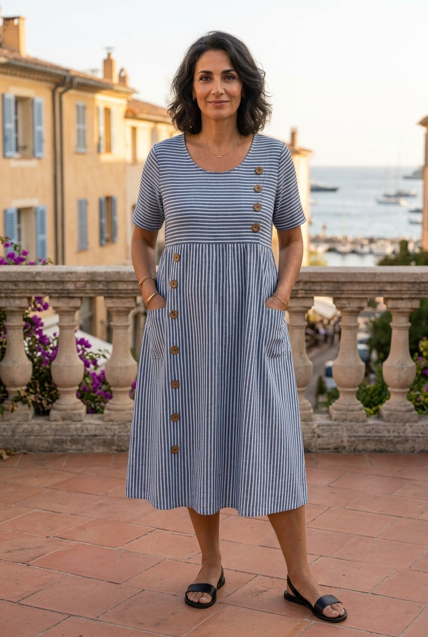Summer Striped Dress - Flowing and Elegant Cut
