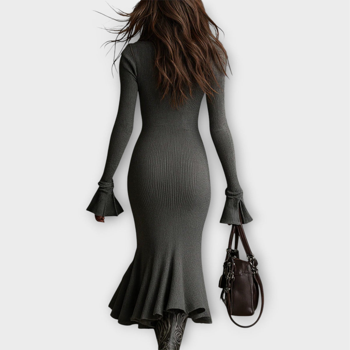 Ribbed Maxi Dress with Zipper