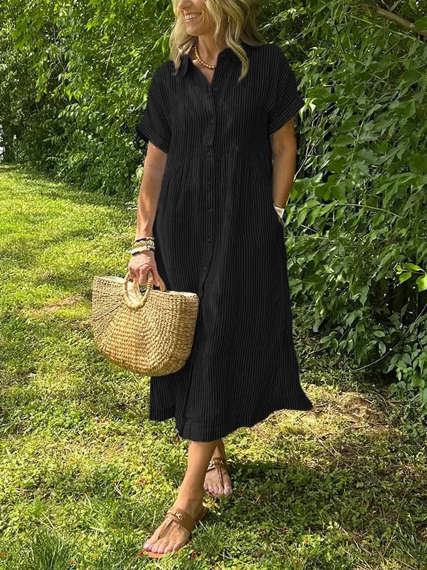 CLAIRE – EFFORTLESS STRIPED SHIRT DRESS