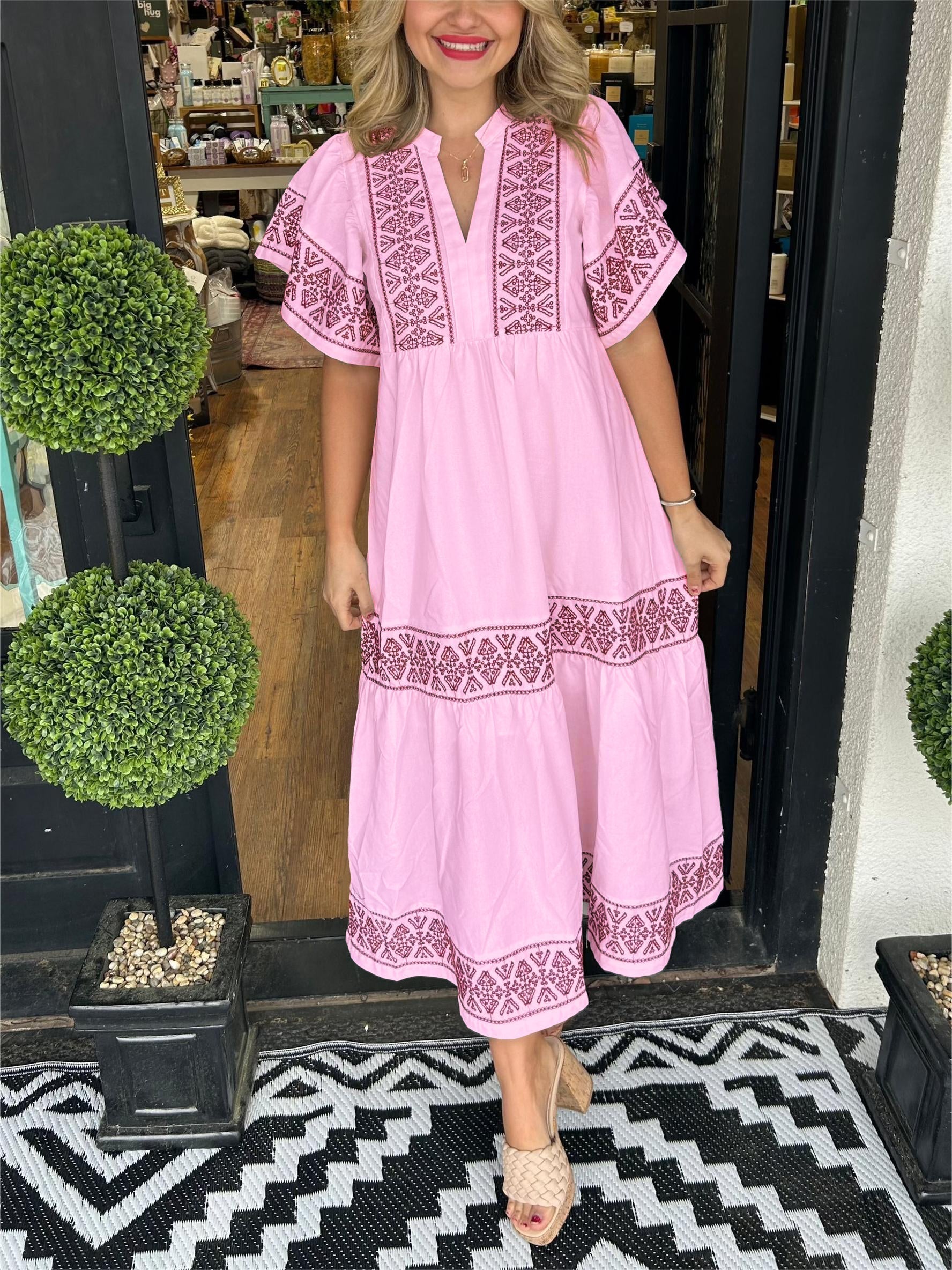 Alice | Women’s Summer Boho V Neck Midi Dress