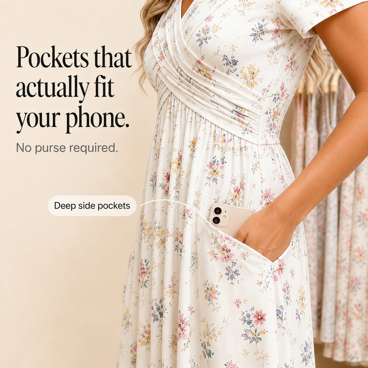 Curvella – Twist-Waist Floral V-Neck Midi Dress