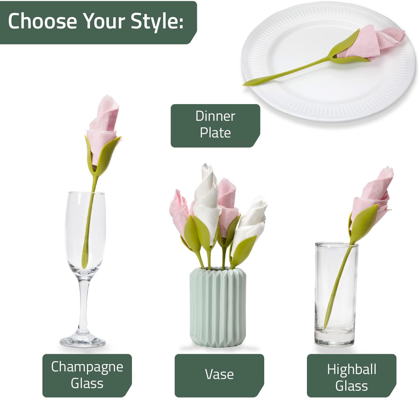 Florenza - Napkin Flower Creator for Elegant Table Settings (2 Pcs)