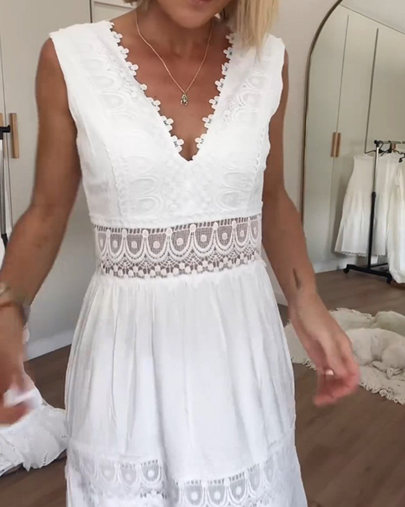 Mirna - V-neck lace tank dress