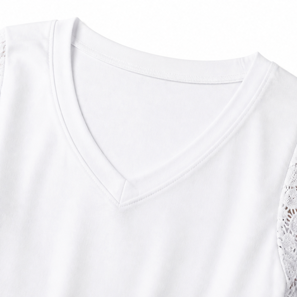 Lumeya – Crochet Lace Sleeve V-Neck Top