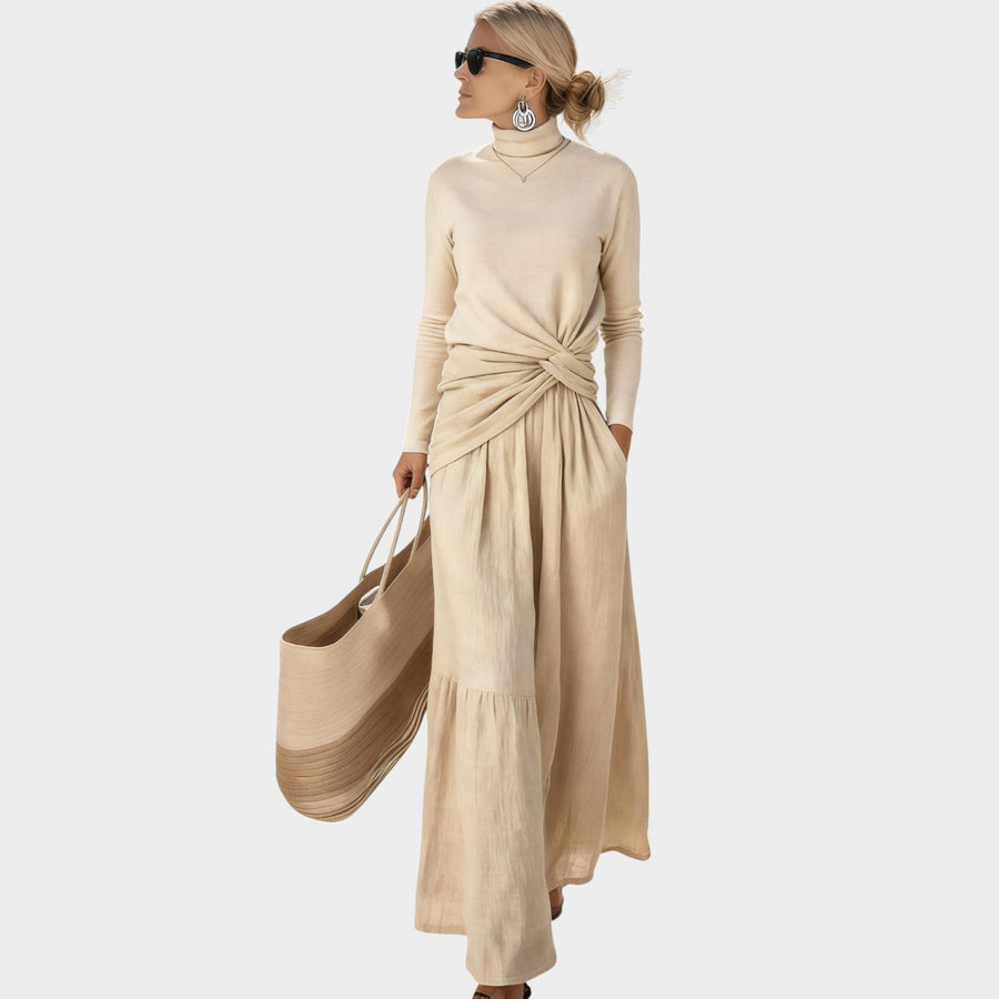 Elegant Set with Twisted Waist and Wide Leg
