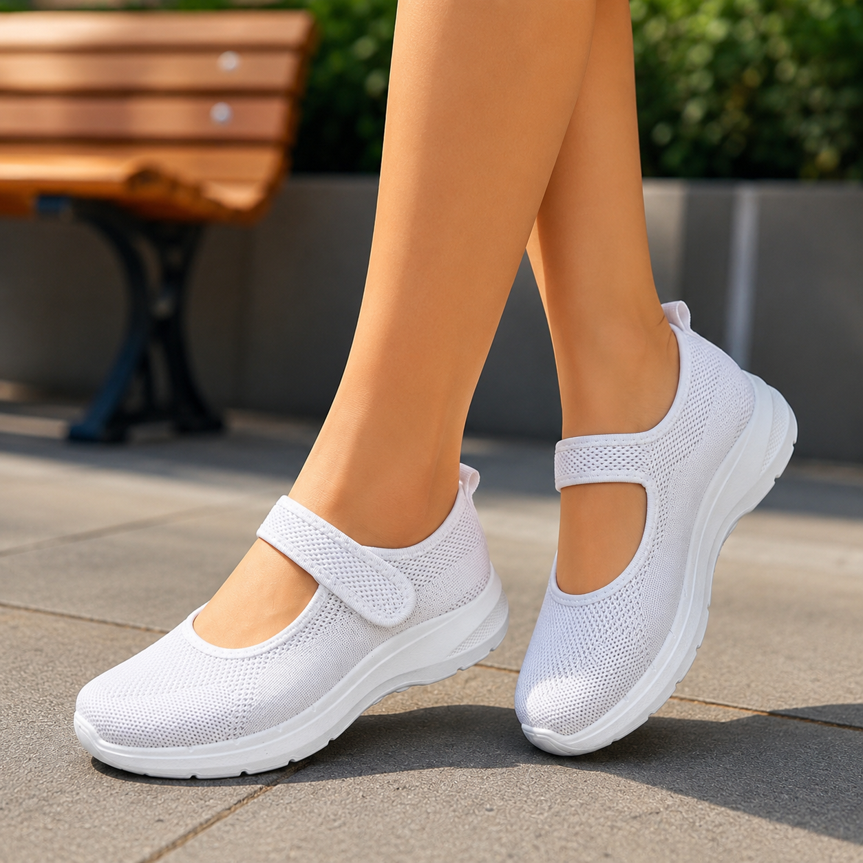 Elevana – Breathable Mesh Adjustable-Strap Platform Sneaker