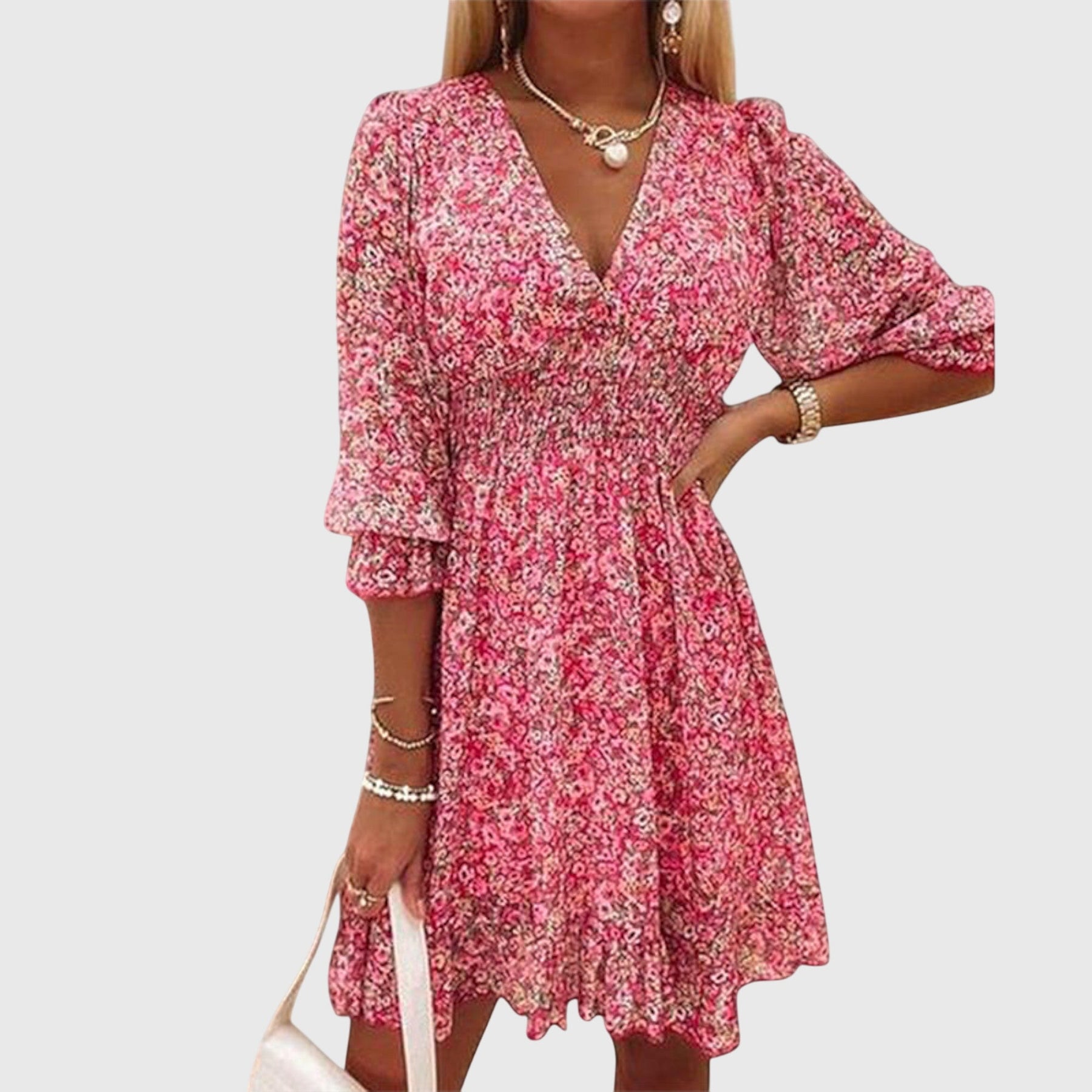 Elisa | Floral Dress with Puff Sleeves
