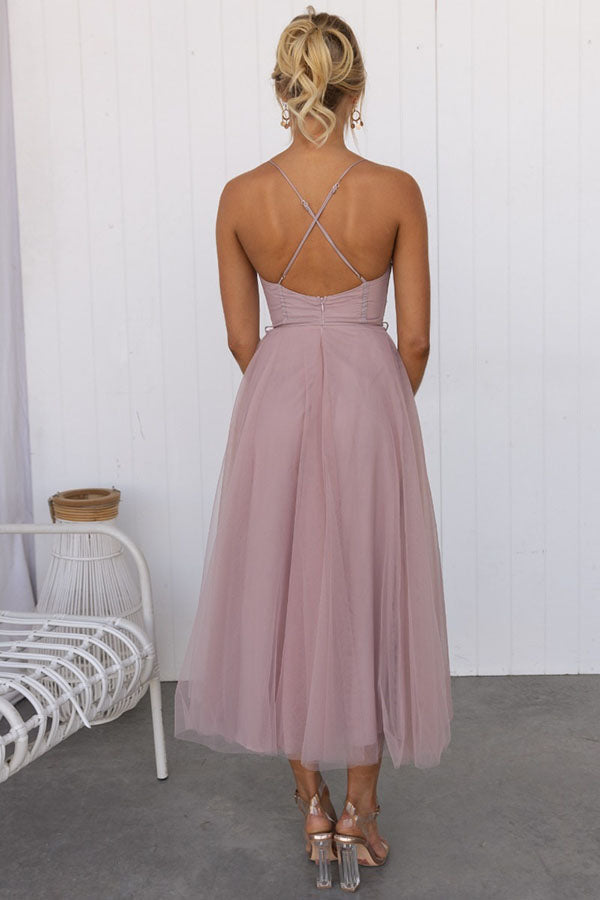 Elegant Long Dress with Bustier - Flowing Ceremony Dress