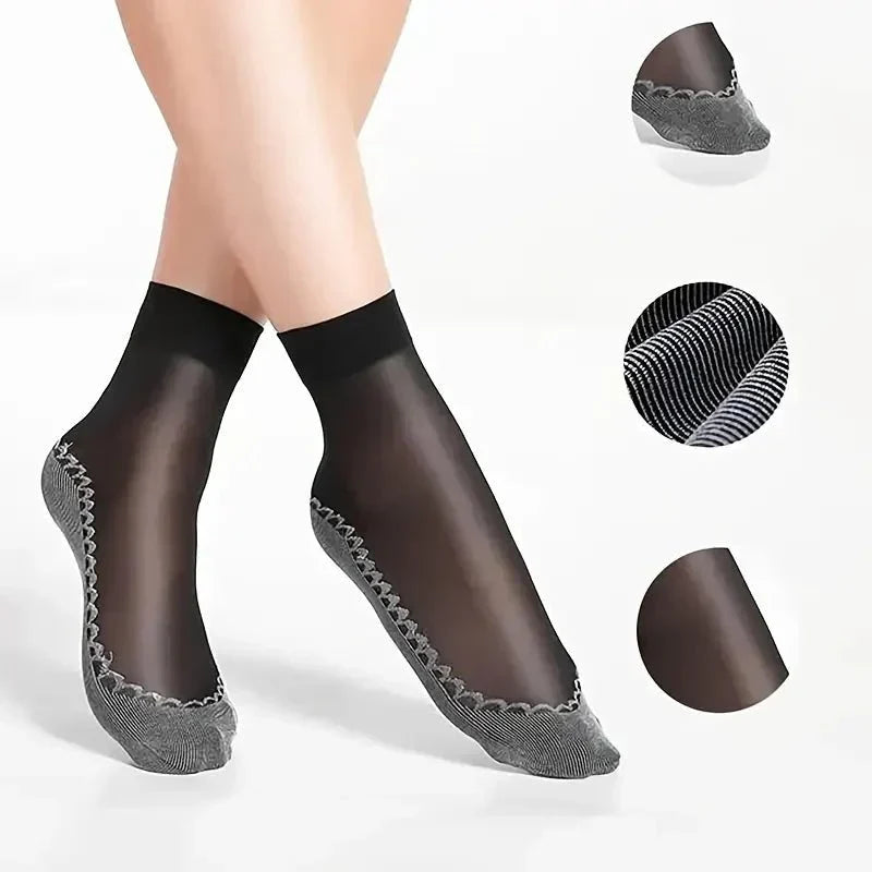 Feeluxe - Silky Anti-Slip Cotton Socks (5+5 Free)