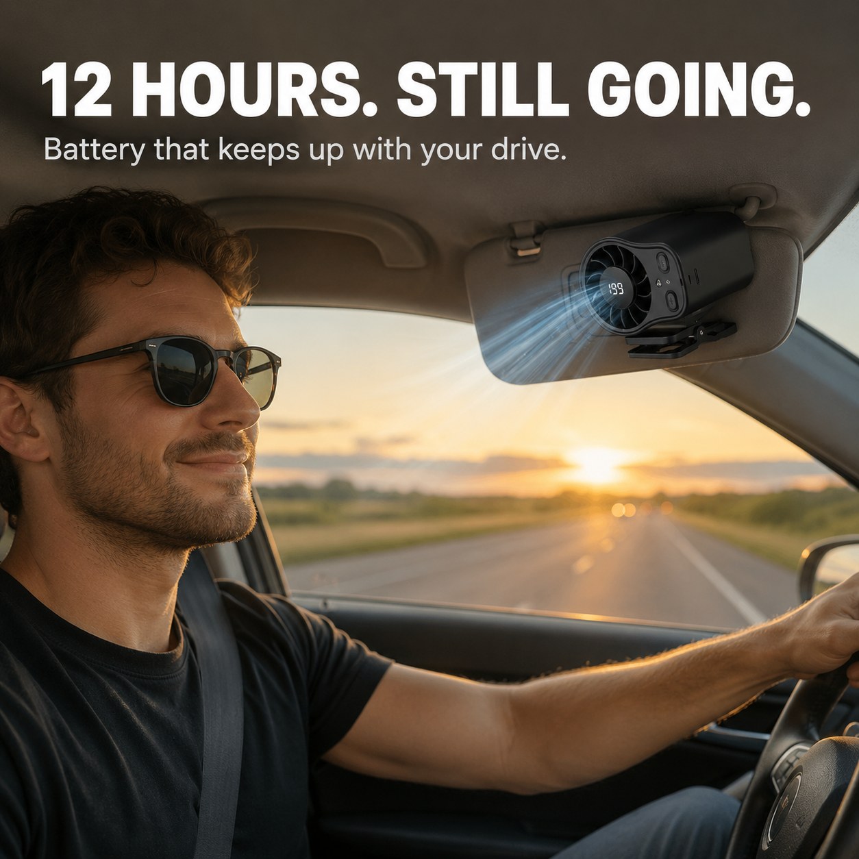Coolnix – Portable Clip On Car Fan with LED Display