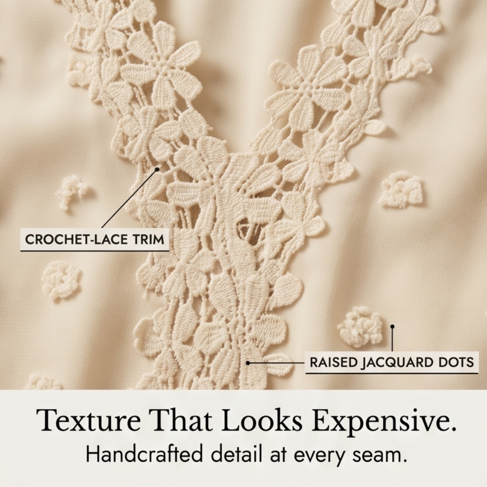 Florenza – Women's Jacquard Crochet-Lace V-Neck Blouse
