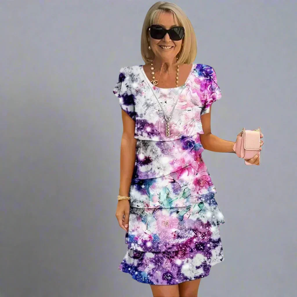 Sable | Floral Print Tiered Pleated Dress