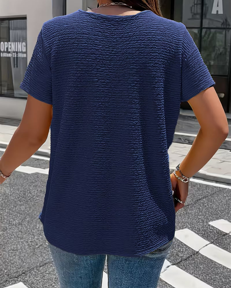 Barbara|Collar T-Shirt with Buttons