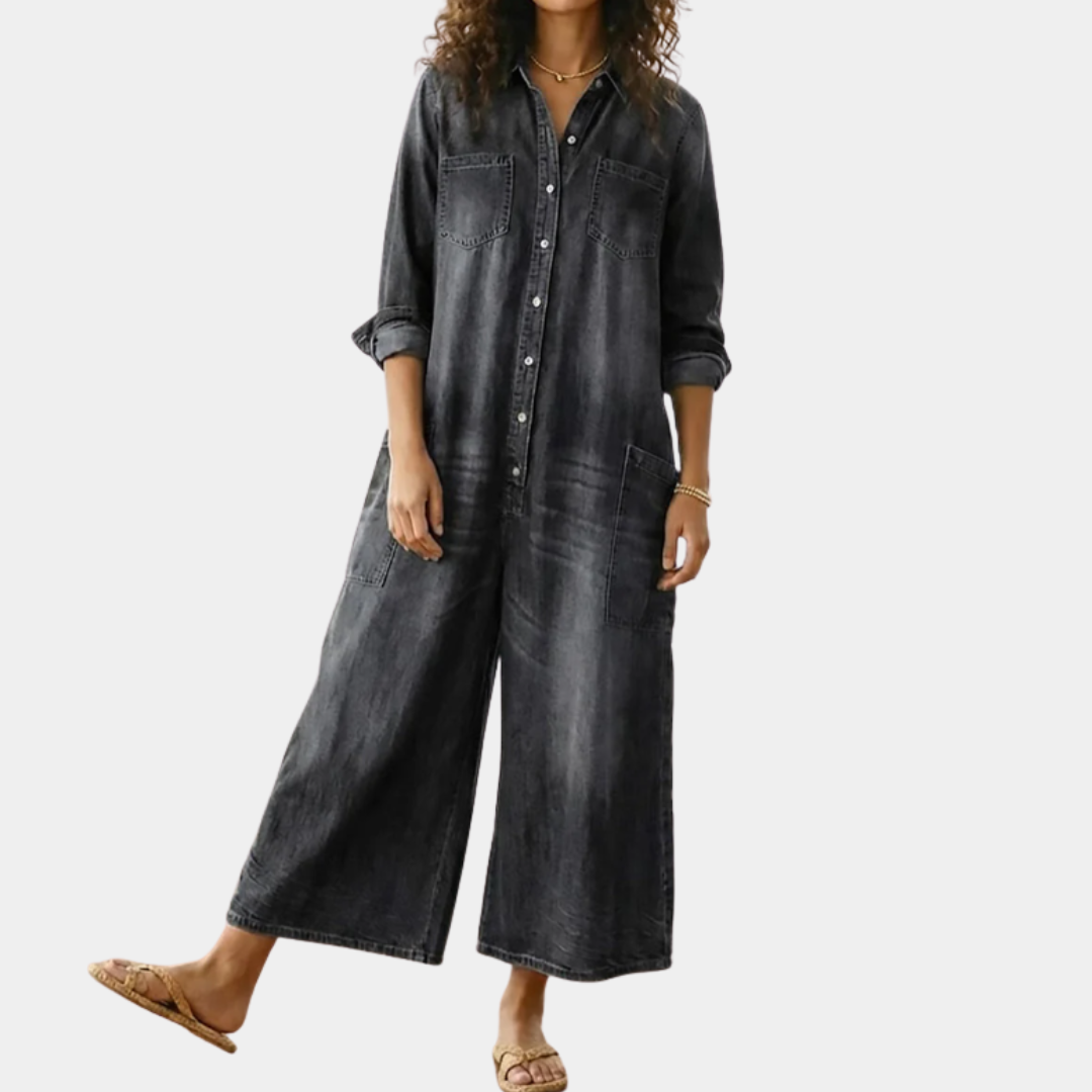 Harper - Relaxed Wide-Leg Denim Jumpsuit