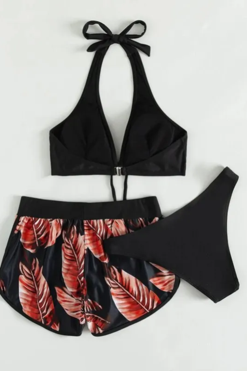 Ava | 3-Piece Leaf Print Bikini Set for Women
