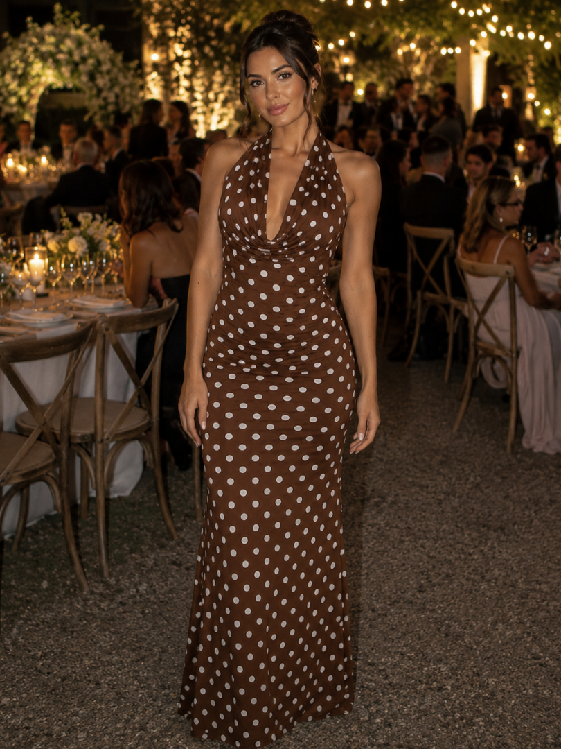 Neverine | Halter Neck Fitted Silhouette Midi Dress