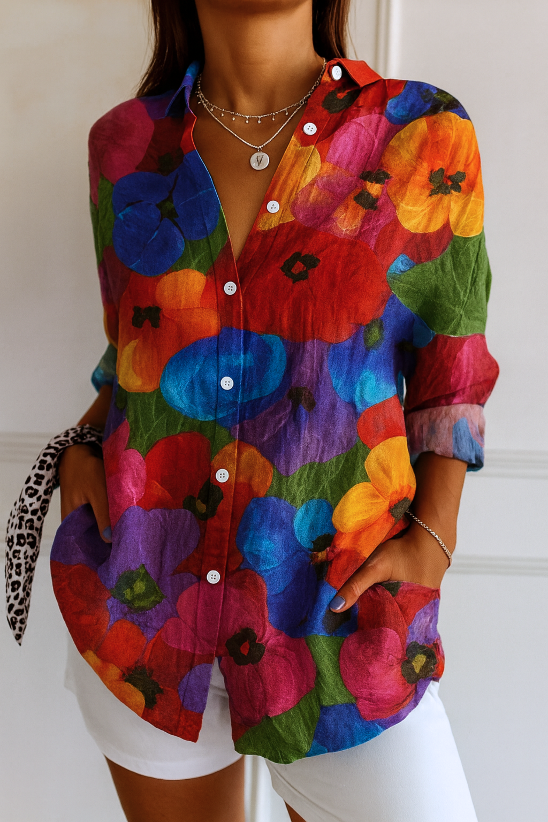 Astra | Blouse with Colorful Pattern