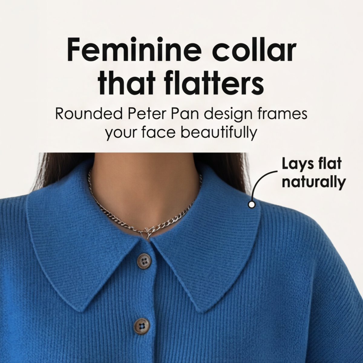 Collete – Women's Soft Knit Cardigan with Peter Pan Collar