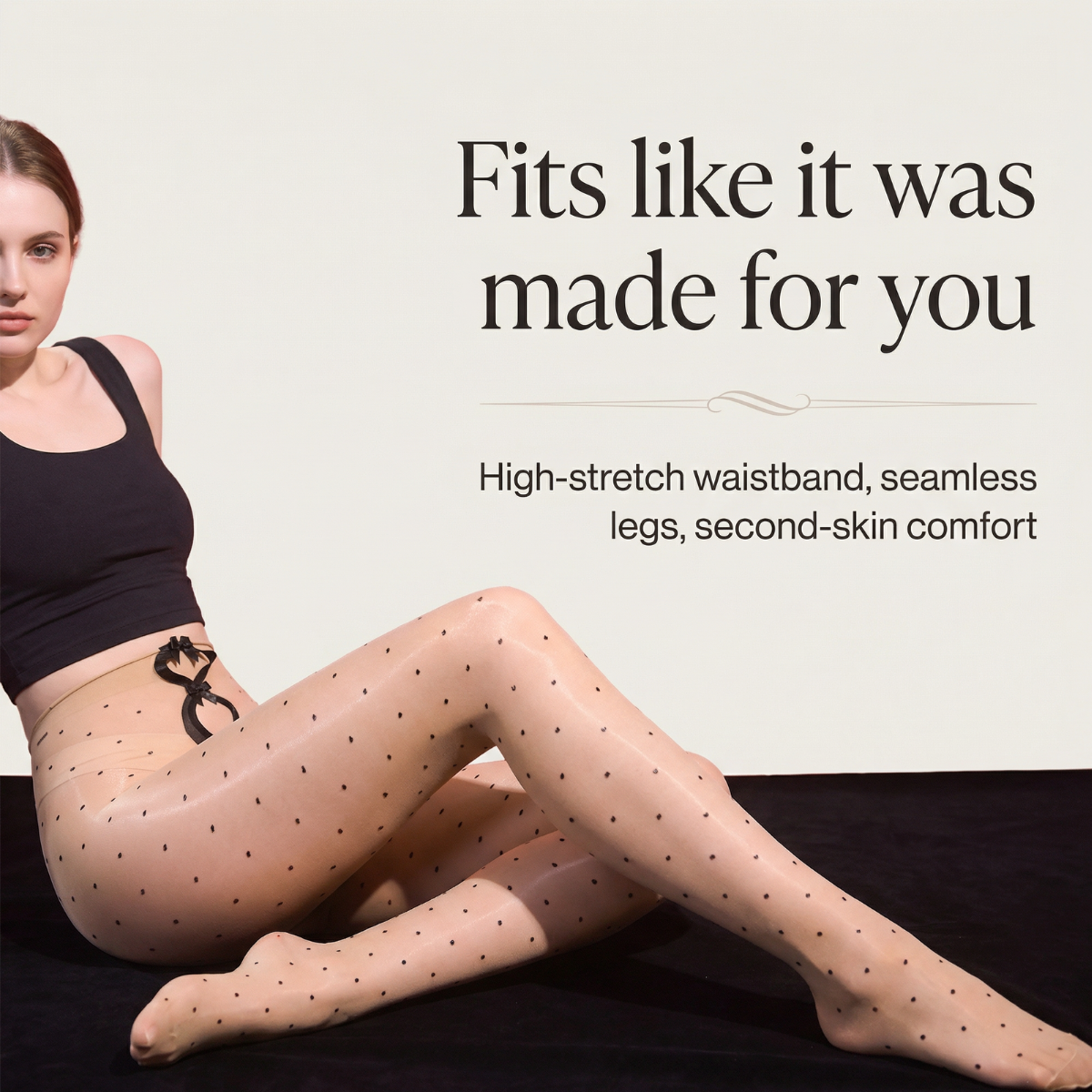 Aurelia - Women's bow cutout shimmer polka dot tights