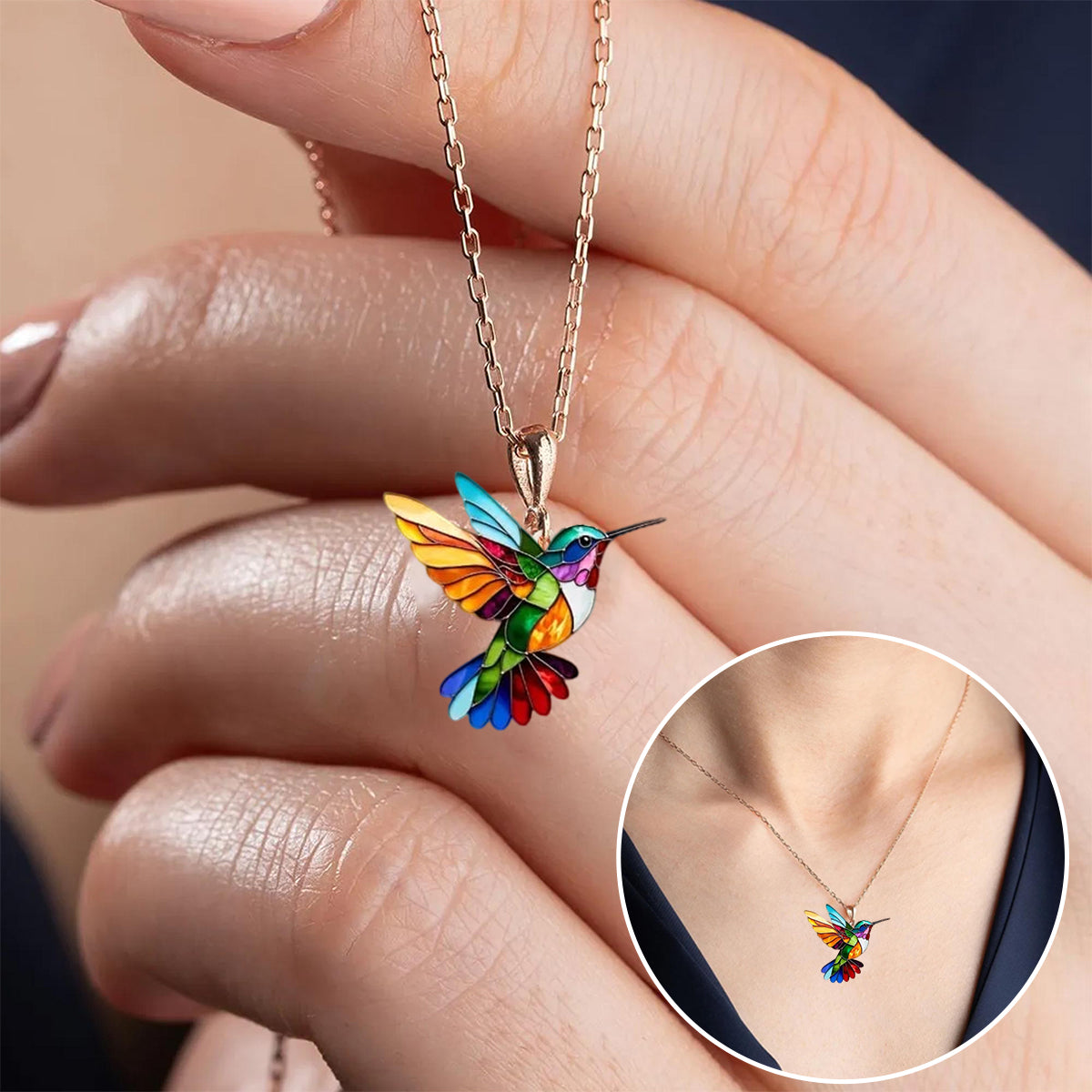 Noelle™ | Elegant & Colourful Hummingbird Necklace
