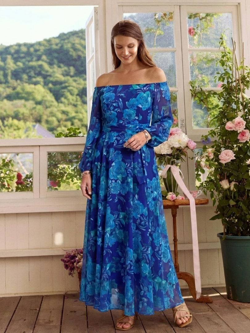 Stella & Grace™ | Off Shoulder Floral Maxi Dress