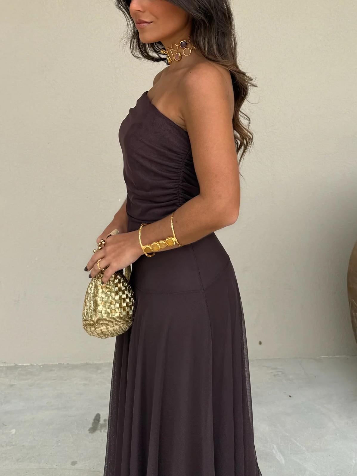 JAYLA - ASYMMETRICAL MESH ONE SHOULDER DRESS