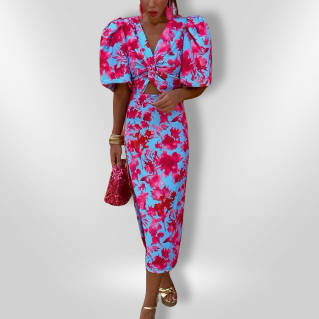Oranit™ | Colorful Dress with Pleated Sleeves