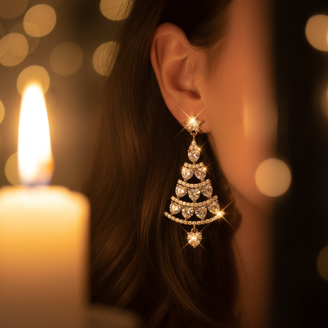 Lunarelle – Sparkling Christmas Tree Earrings, 1+1 Free