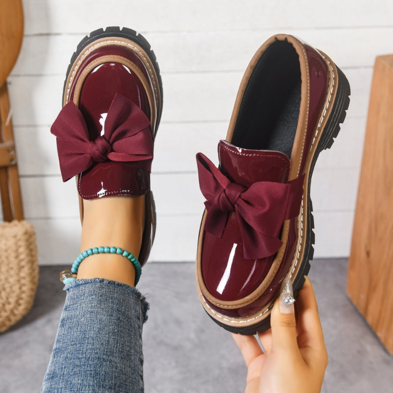 Shiny Loafers with Bow