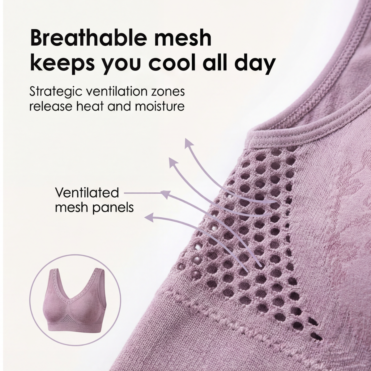 Aireya – Women's Wireless Cotton Comfort Bra with Breathable Mesh
