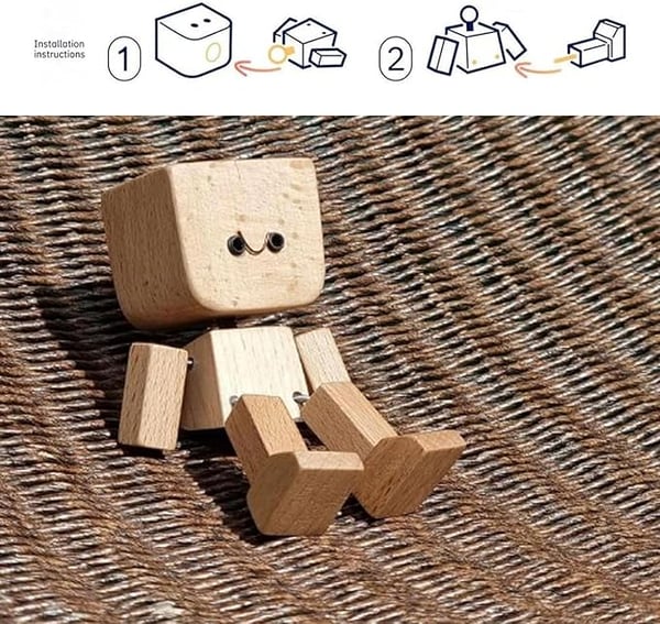HappyTimber - Wooden Sway Figure with 12 Magnetic Emotions