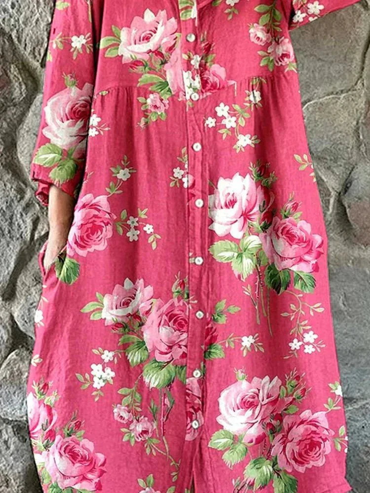 Rosalie | Floral Button Relaxed Dress