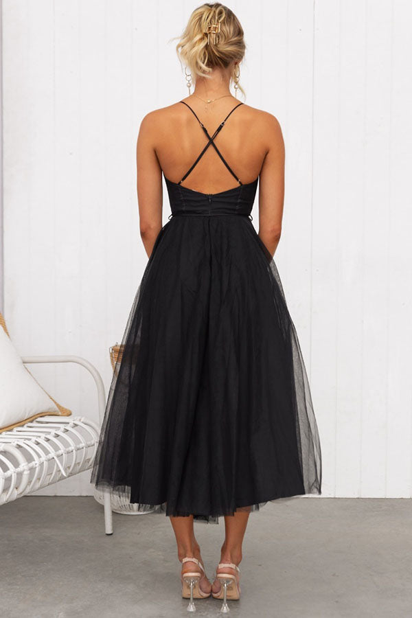Elegant Long Dress with Bustier - Flowing Ceremony Dress