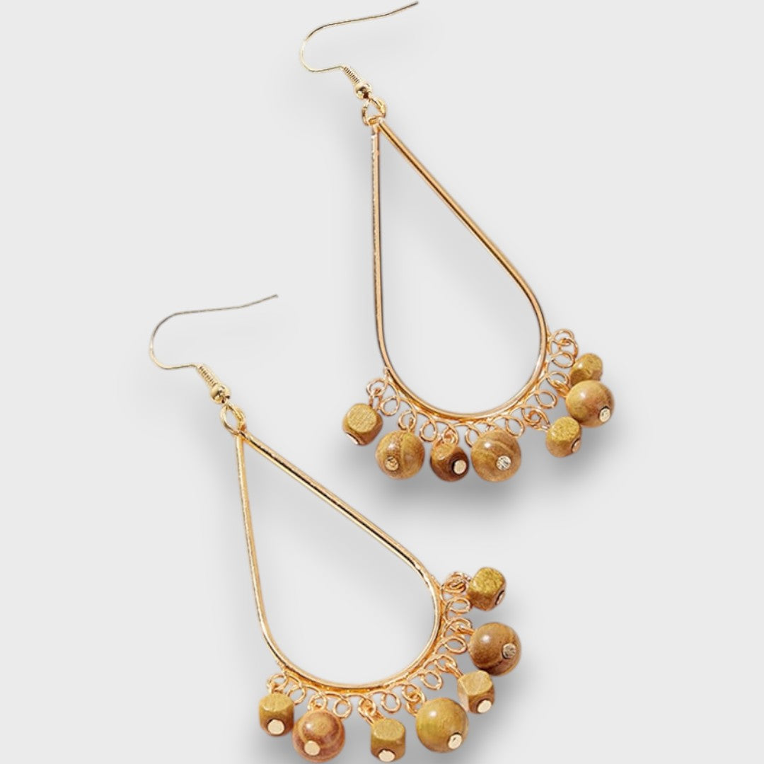 Solira – Vintage drop earrings with wooden elements