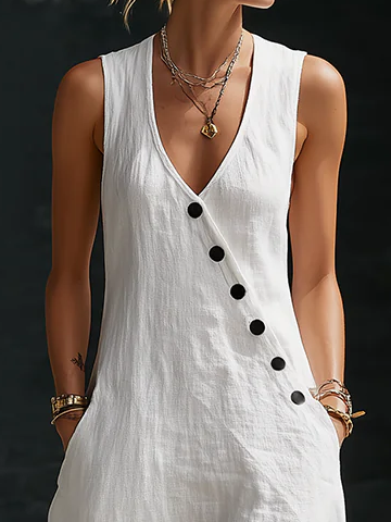 Fluid Maxi Buttoned Dress for Women - Everyday Minimalist Elegance