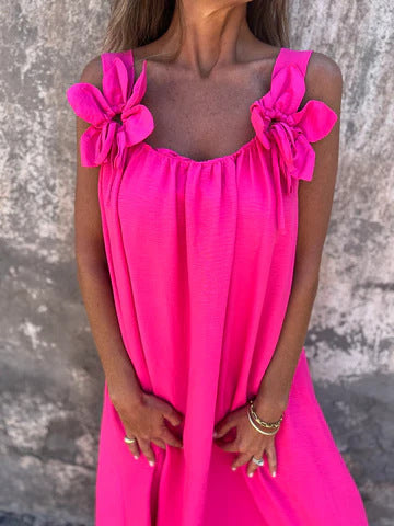 Floral Dress with U-Neckline - Timeless Elegance