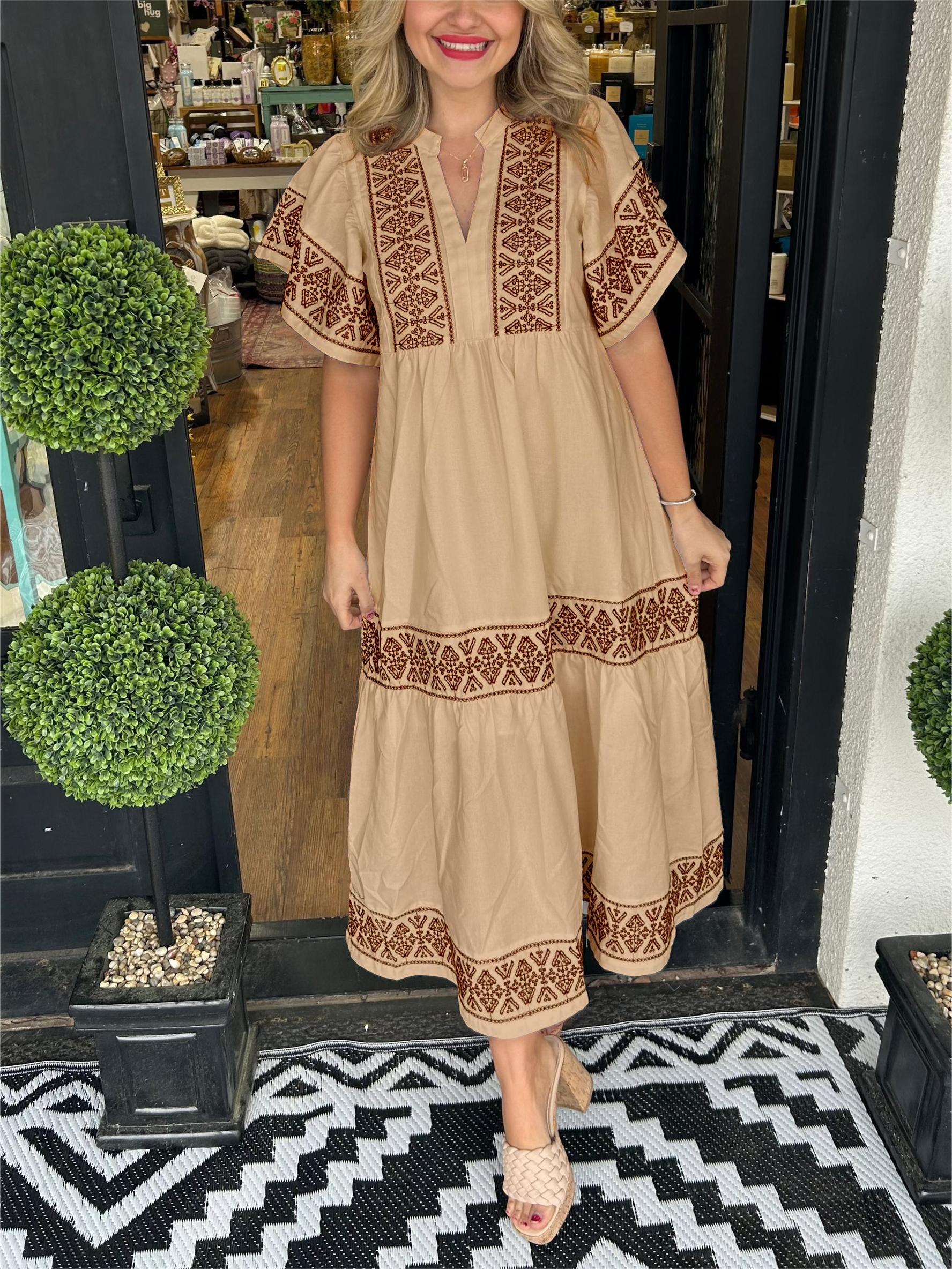 Alice | Women’s Summer Boho V Neck Midi Dress