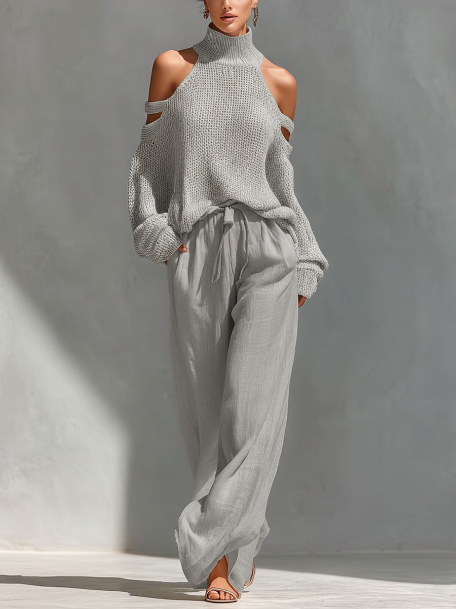 Eleanor | Knit Set with Wide Pants