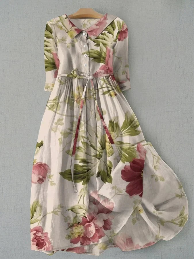 Baylee - Vintage Lace-Up Waisted Floral Dress