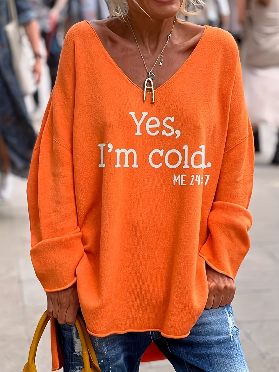 Katey - Casual Long Sleeve Sweater With Print